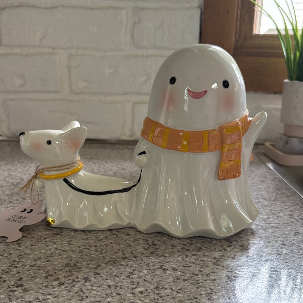 Ceramic Ghost and Dog Figurine